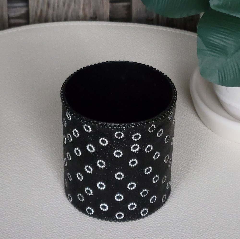 Target Lacquer Covered Sparkly Black & Silver Metal Cylinder Container - Picture 2 of 6